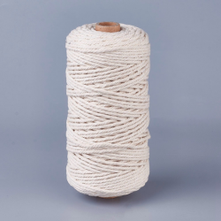 Makramee Garn, creme-weiß, 3 mm, ca. 100m / Rolle