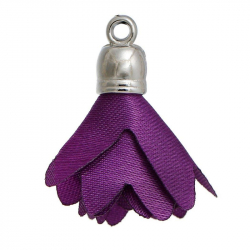Blumen-Quaste Silberfarbe violett, ca. 31mm x 7mm