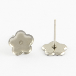 1 Paar Ohrstecker Blume Edelstahl mit 316 chirurgischen Edelstahlstiften, 9x9x1 mm