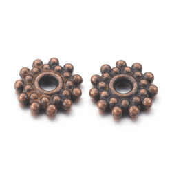 10 stk Spacer Rotkupfer, 9 mm, Bohrung: 2,5 mm