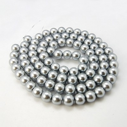 Pearlized Glas Perlen silber, 8 mm, Loch: 1 mm; ca. 110 Stk. / Stran